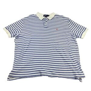 Vintage Polo Ralph Lauren Polo Shirt Men's XL Blue Stripe‎ y2k Cotton Preppy